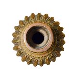 Antique bronze vase with black and red geometric patterns, 13x25cm.