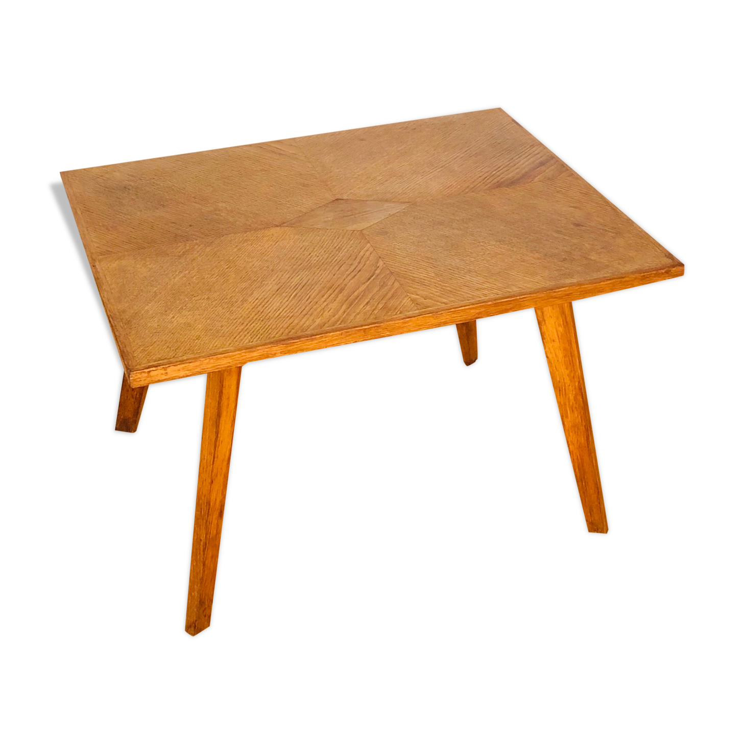 Coffee table vintage compass feet inlaid wood