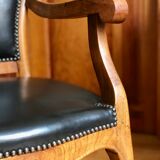 Wood and leather armchair