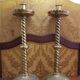 Pair of antique candle holders 19th brass 39 cm