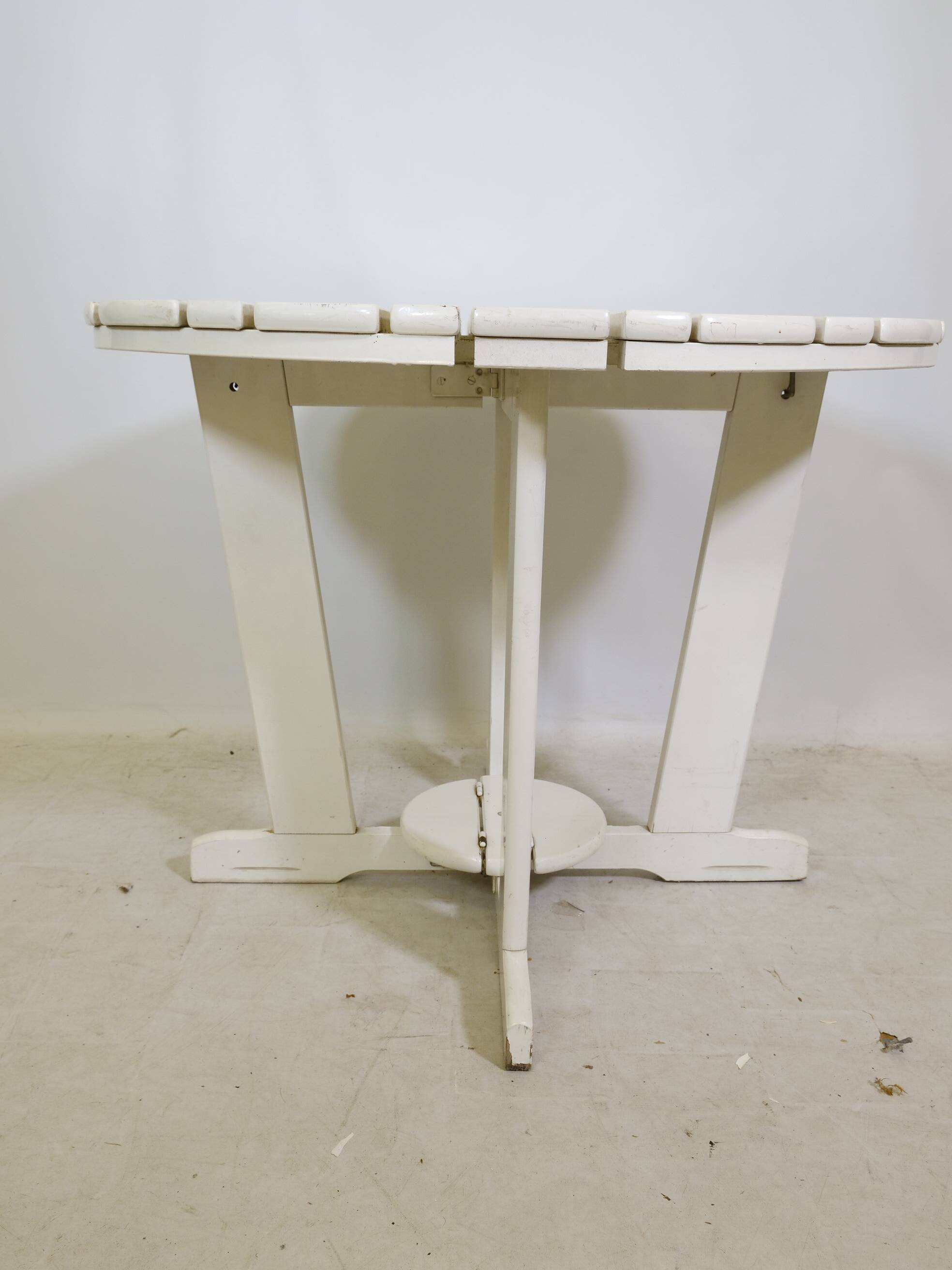 Vintage garden folding table in wood by Triconfort Model Riviera, 1970s