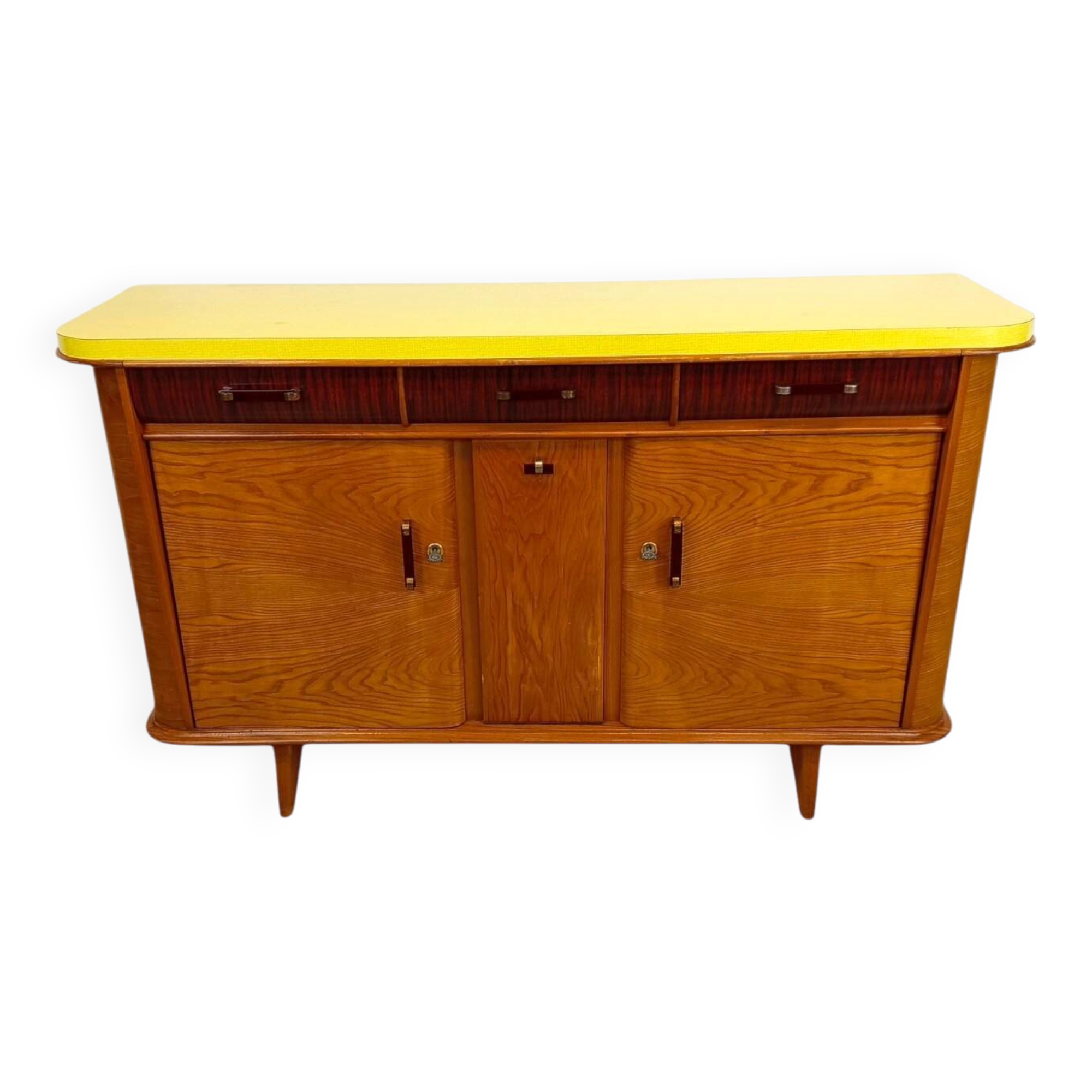 Vintage French sideboard — 1950s/60s — Yellow Formica