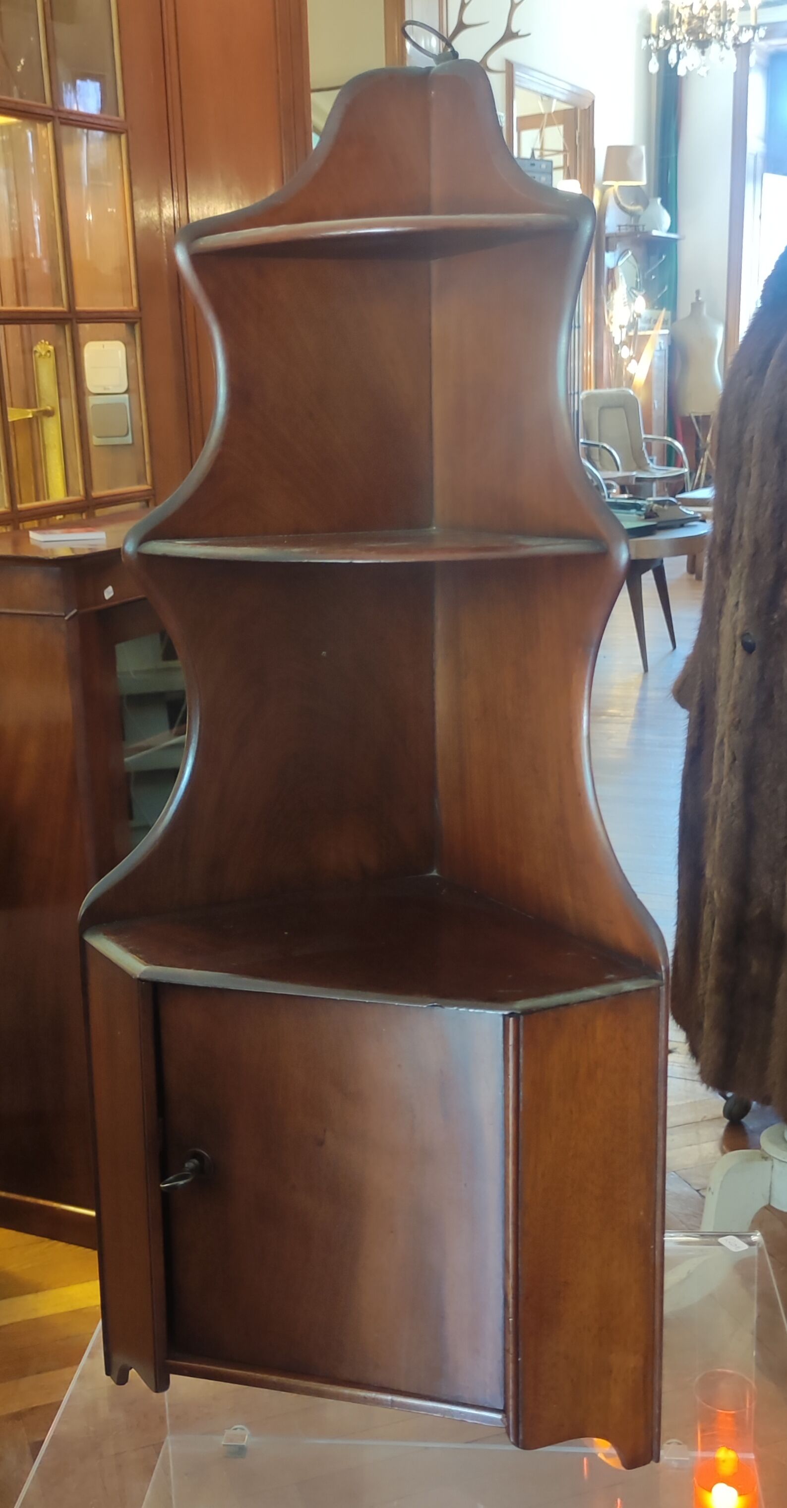 Old small Mahogany notch shelf