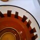 Carafe and its amber/golden glasses from the 70s.