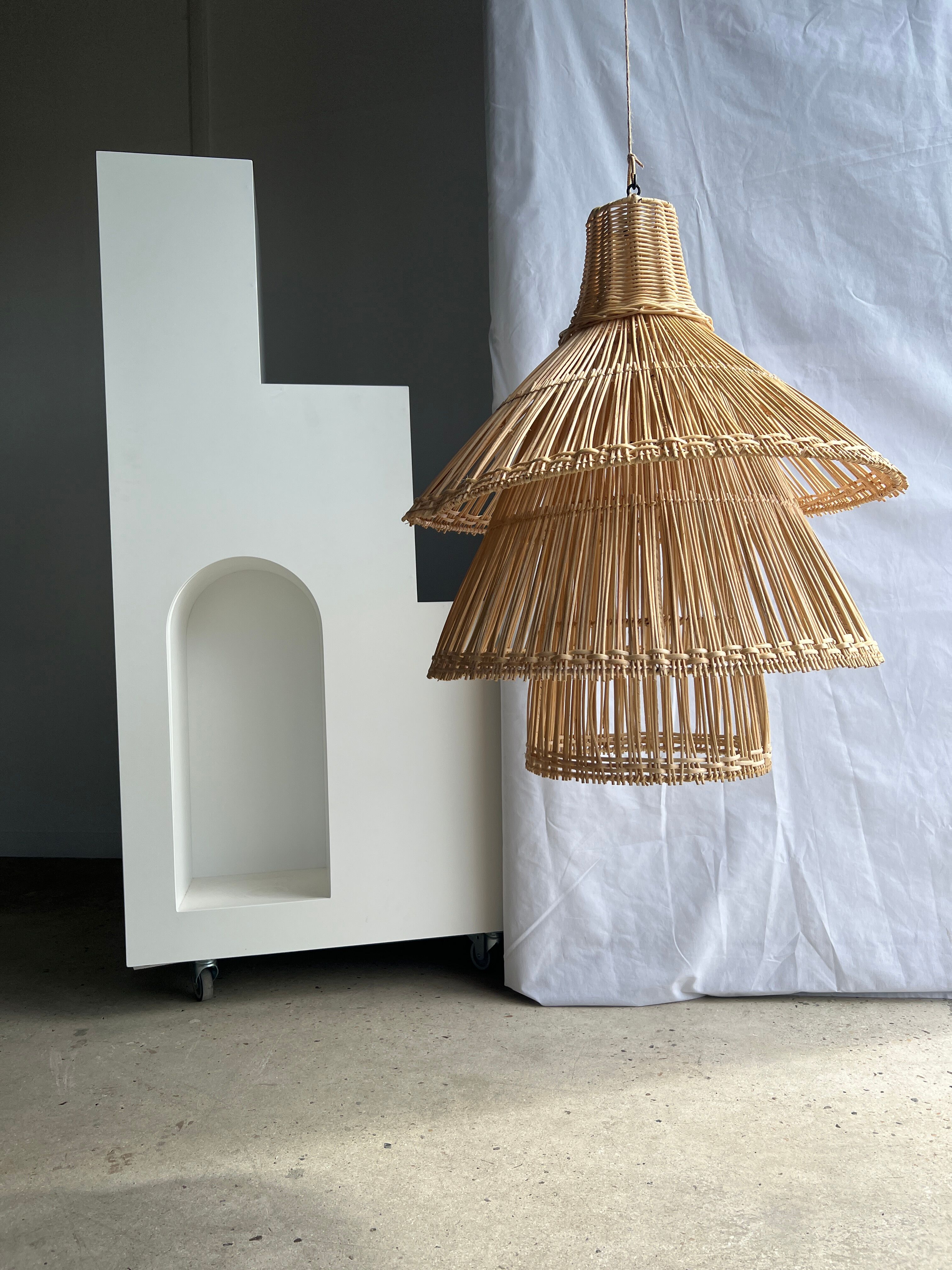 Rattan pendant lamp or light in the shape of an Asian lantern