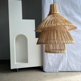 Rattan pendant lamp or light in the shape of an Asian lantern