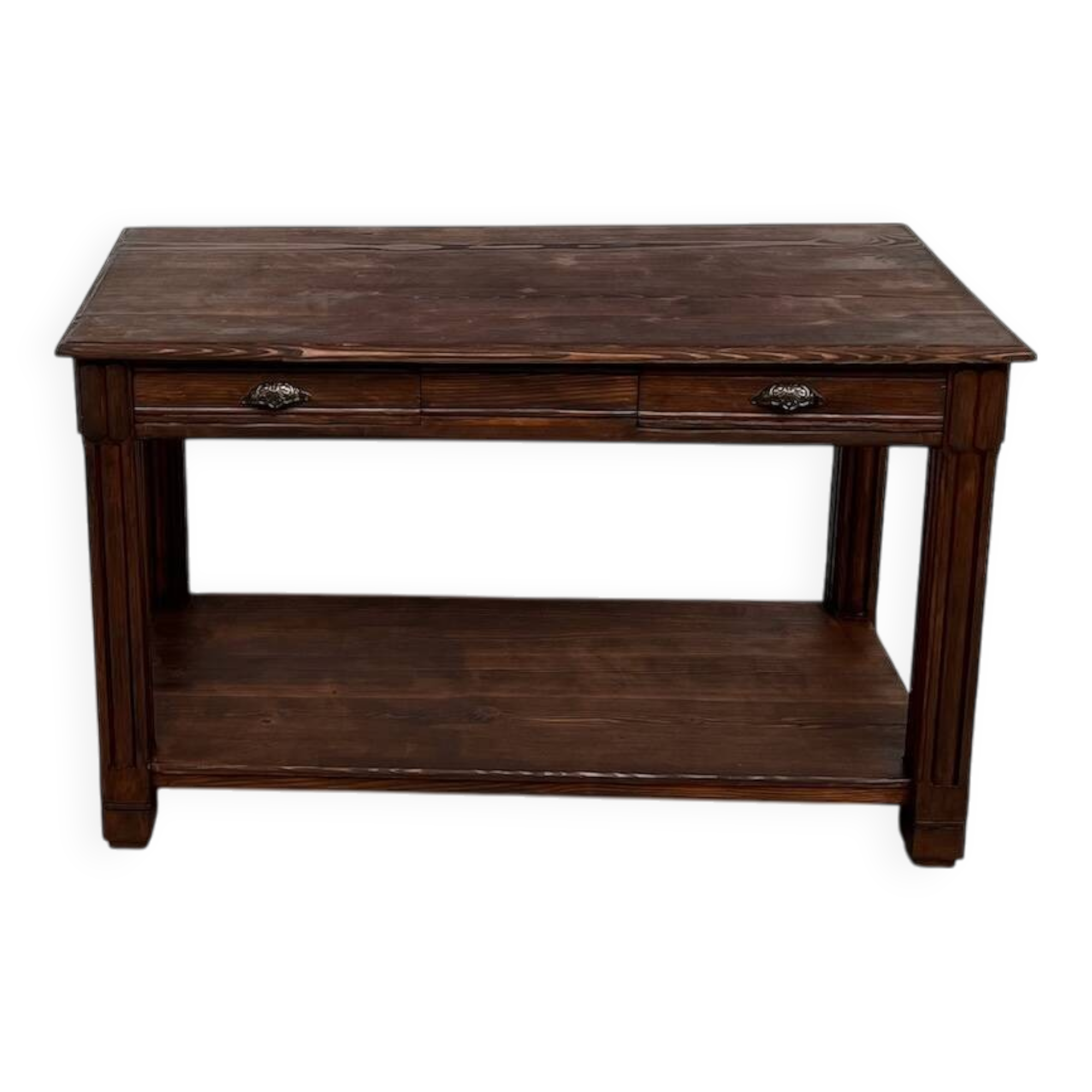 Small pine drapery table from the 1950s