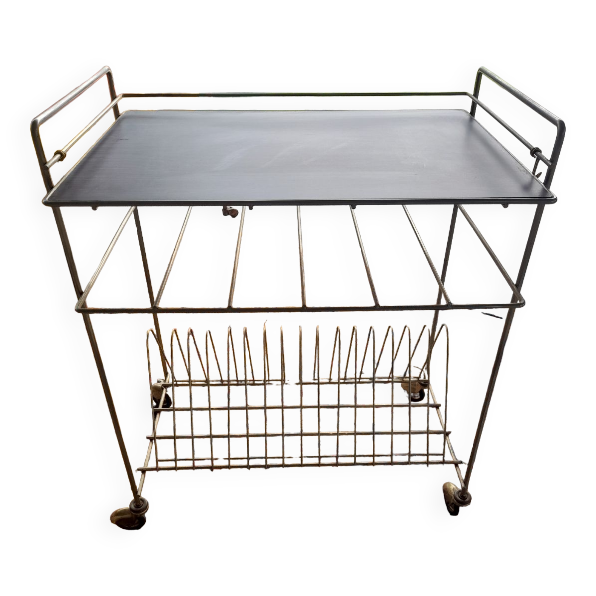 Rolling service vinyl door record storage