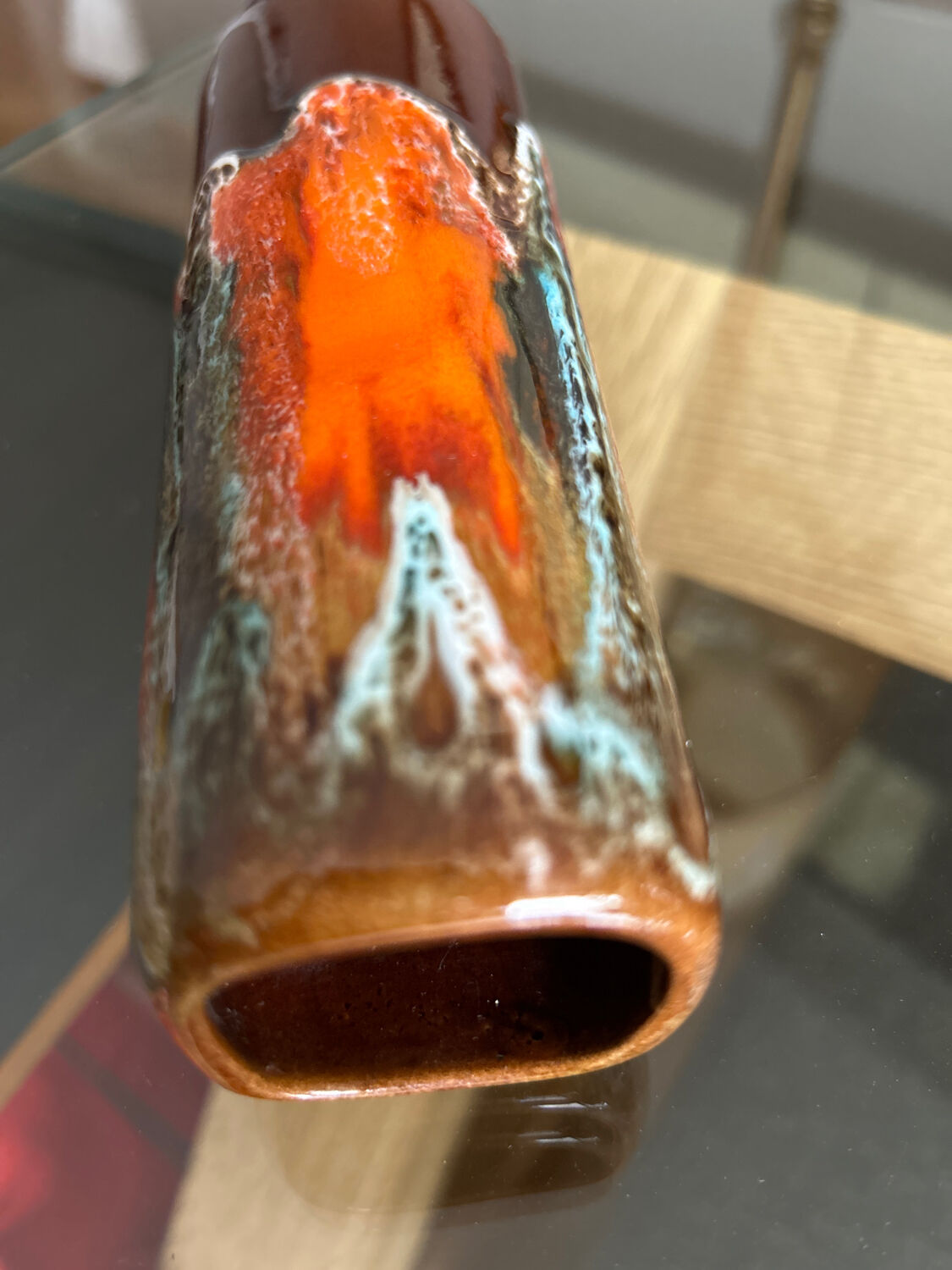 Slip glazed ceramic vase