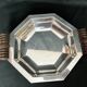 Art deco, Hexagonal cut silver metal socket wood 1930