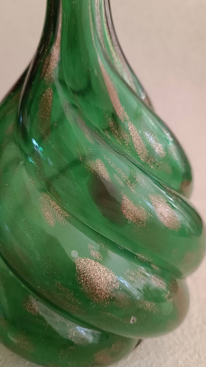 Twisted blown glass carafe