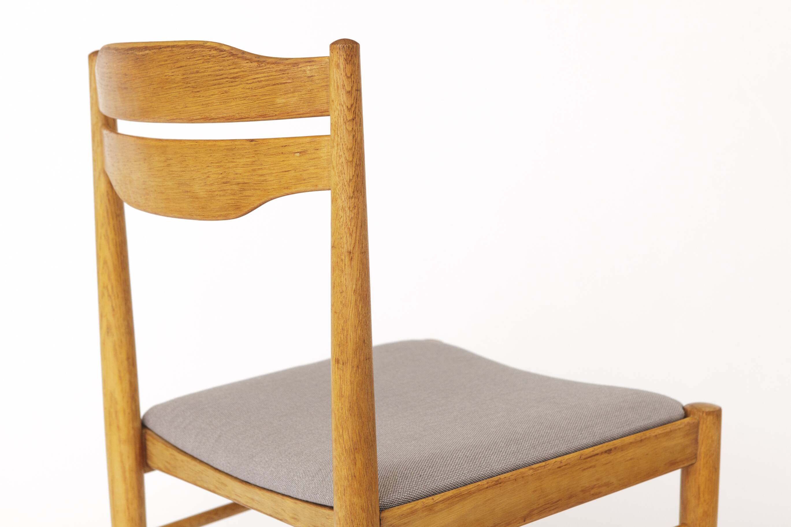 Ensemble de 6 chaises de salle à manger vintage des années 1970, chaises en hêtre et teck, milieu du siècle.
