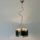 Suspended lamp in green glass and chrome, 1960s, Italy