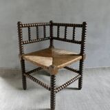 Solid wood corner fire chair, straw seat
