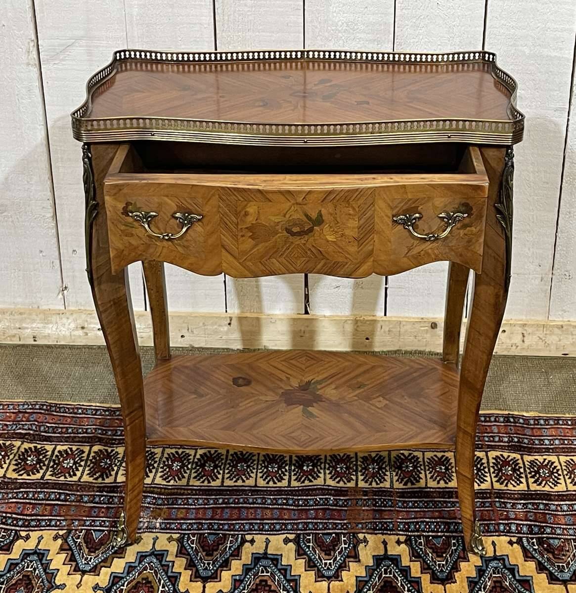 1970s Louis XV style side table in rosewood and beech.