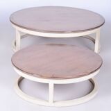 Original midcentury coffee nest tables, cherry wood, france, 1960s