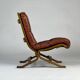 Vintage armchair easy chair leather 70s in the style of Ingmar Relling