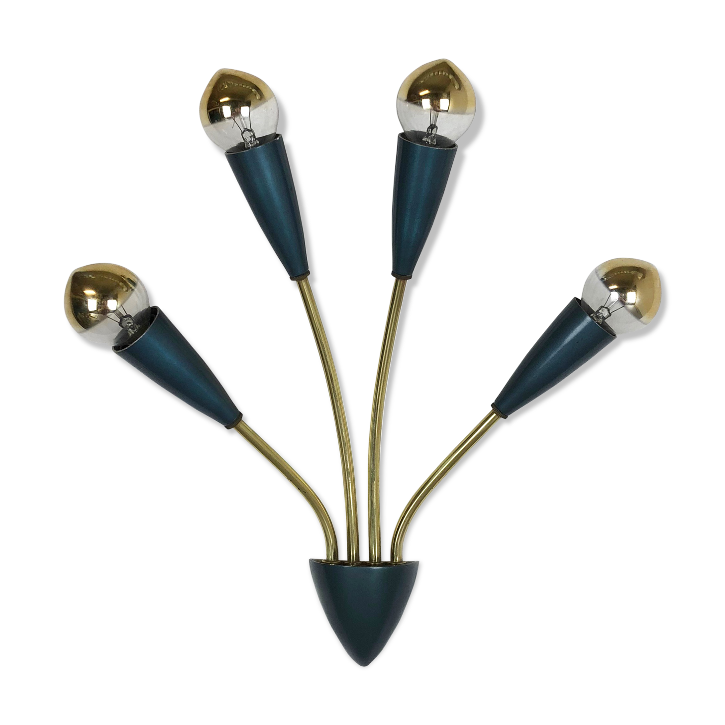 Italian blue and brass wall lamps Italy, 1950