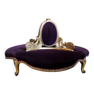 Gilded wooden terminal of Napoleon III period, sofa of mid-nineteenth century