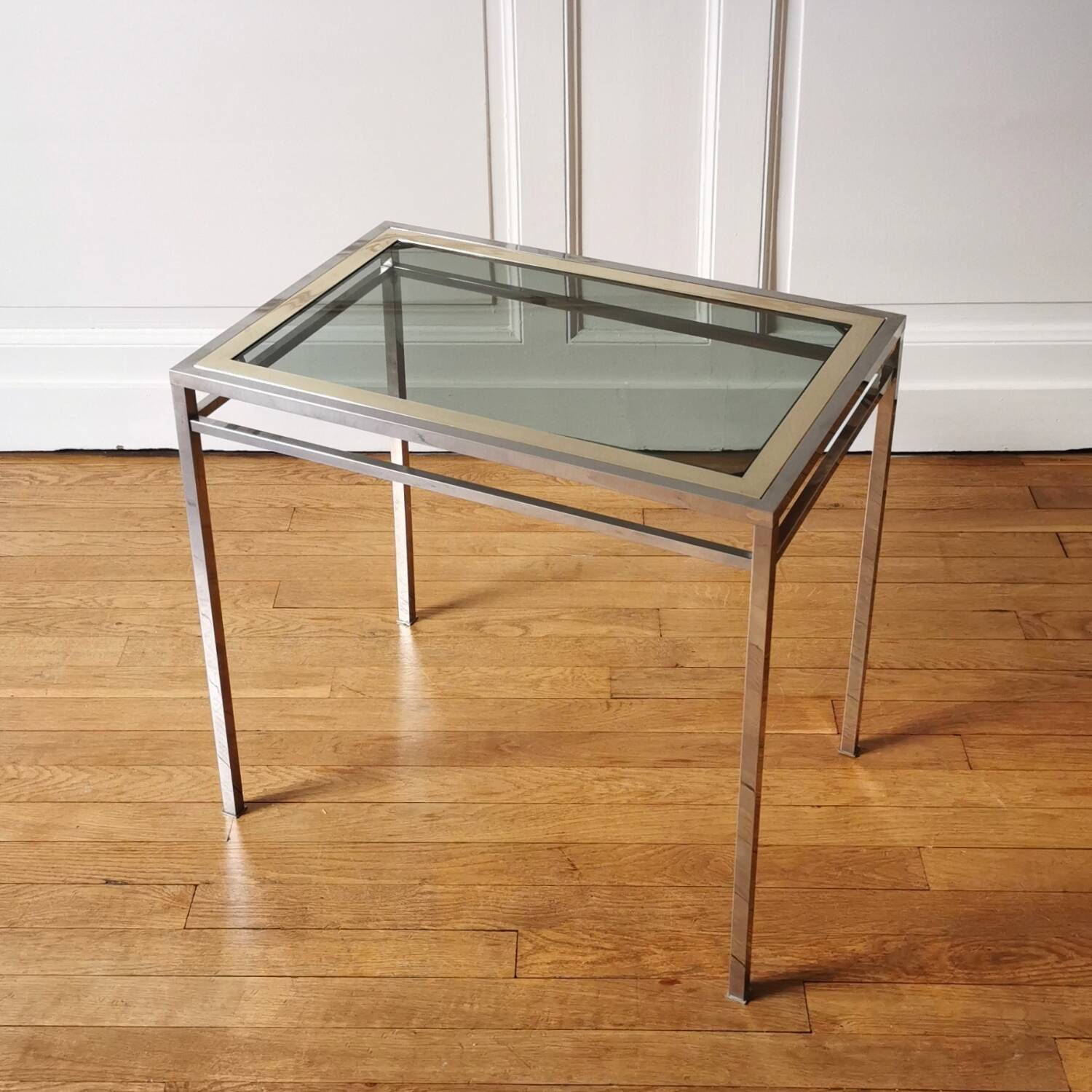 Chrome brass side table, 1970.