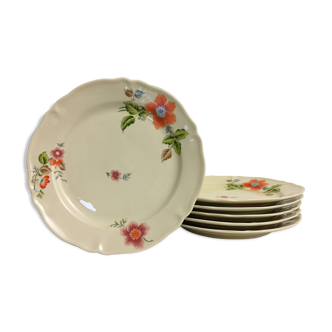 Lot de 6 assiettes plates signées odette dugraindelorge.