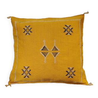 Sabra yellow Berber cushion in cactus silk