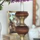 Wood and brass candle holder 1970