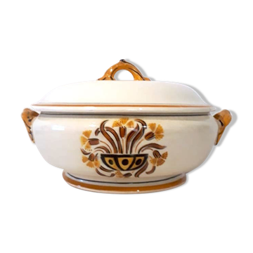 Soupière carnations faience Creil Montereau