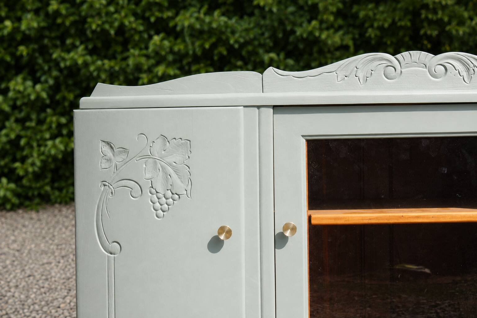 Art Deco sideboard in solid wood – Verdigris – 140 cm
