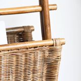 Vintage wicker and rattan magazine rack