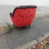 Armchair year 50 red and black compass feet