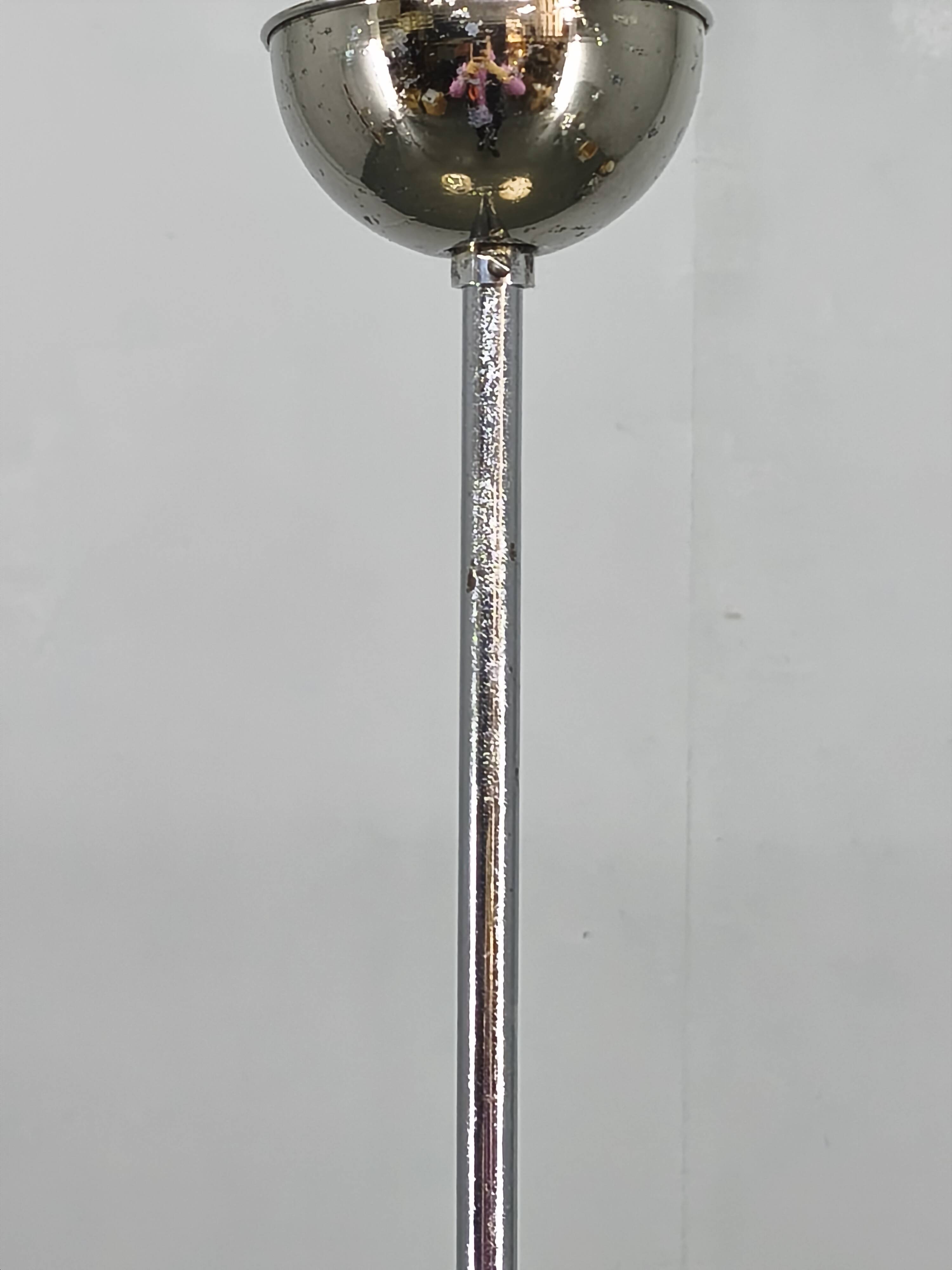 Czech Art Deco Chrome and Glass Chandelier, 1930s