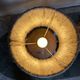 Pair of vintage Vallauris scarified seagrass stoneware lamps and rope lampshade