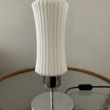 Vintage lamp in opaline glass and chromed metal