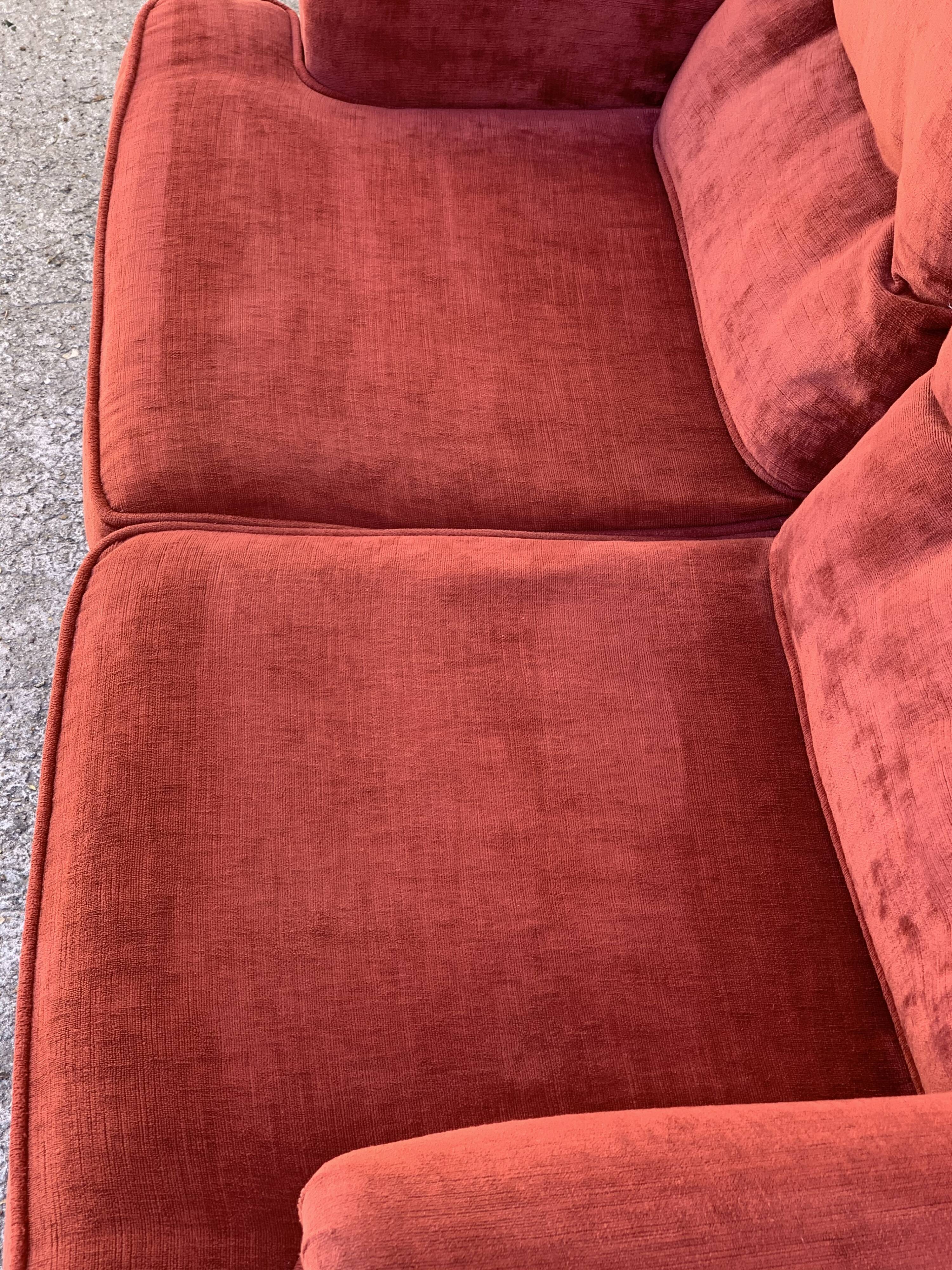 Coral velvet toad sofa