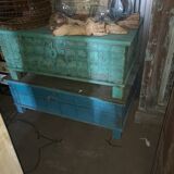 Indian wooden chest with metal decoration