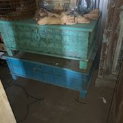 Indian wooden chest with metal decoration
