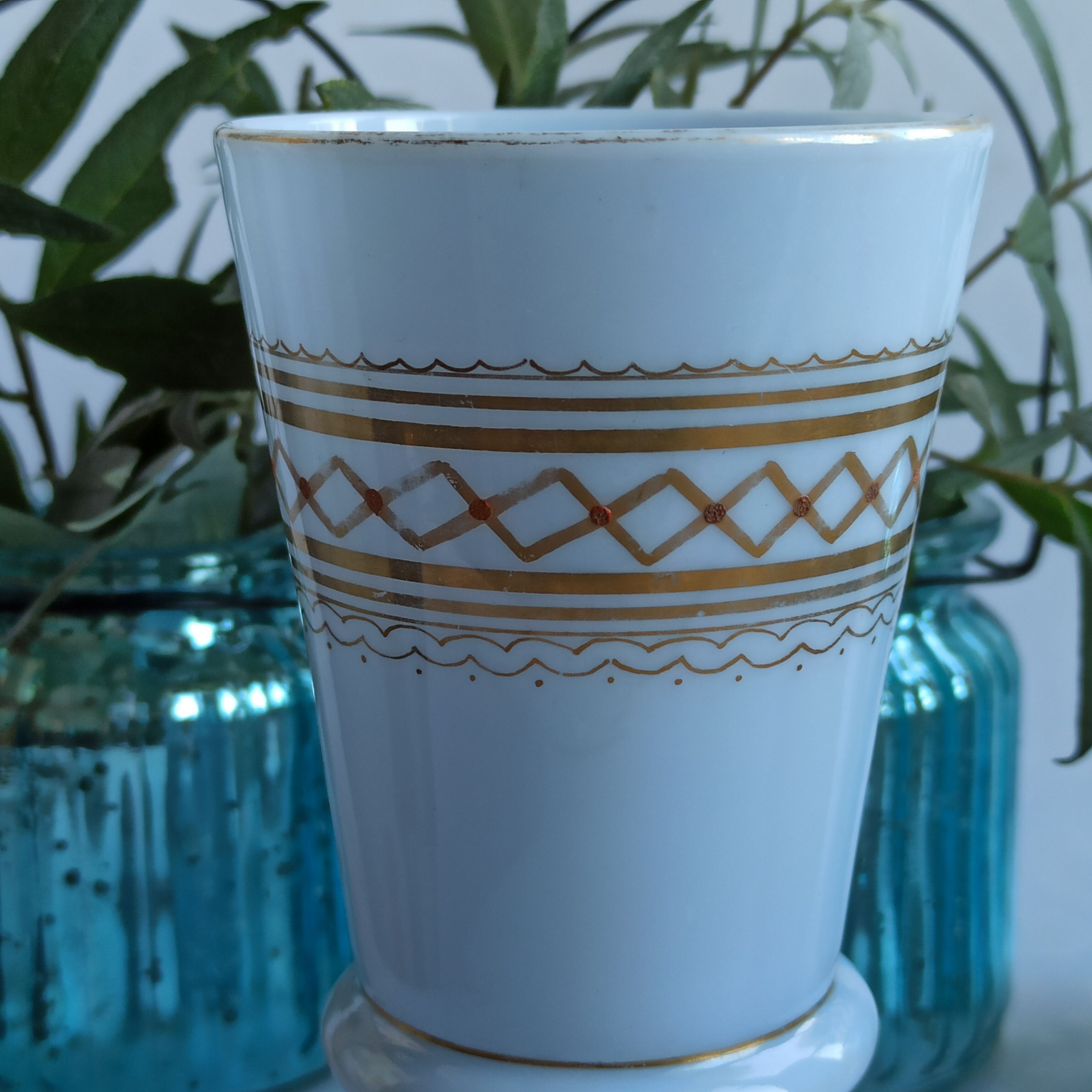 19th century blue opaline vase 15 cm