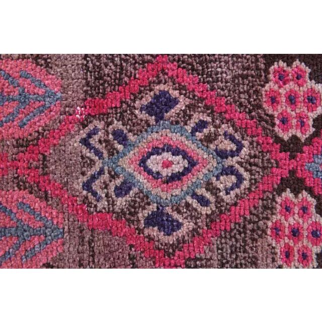 Vintage Turkish Oushak handmade wool cotton pink runner rug 79x342
