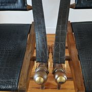Paire de chaises pliantes safari  en cuir 1970-80