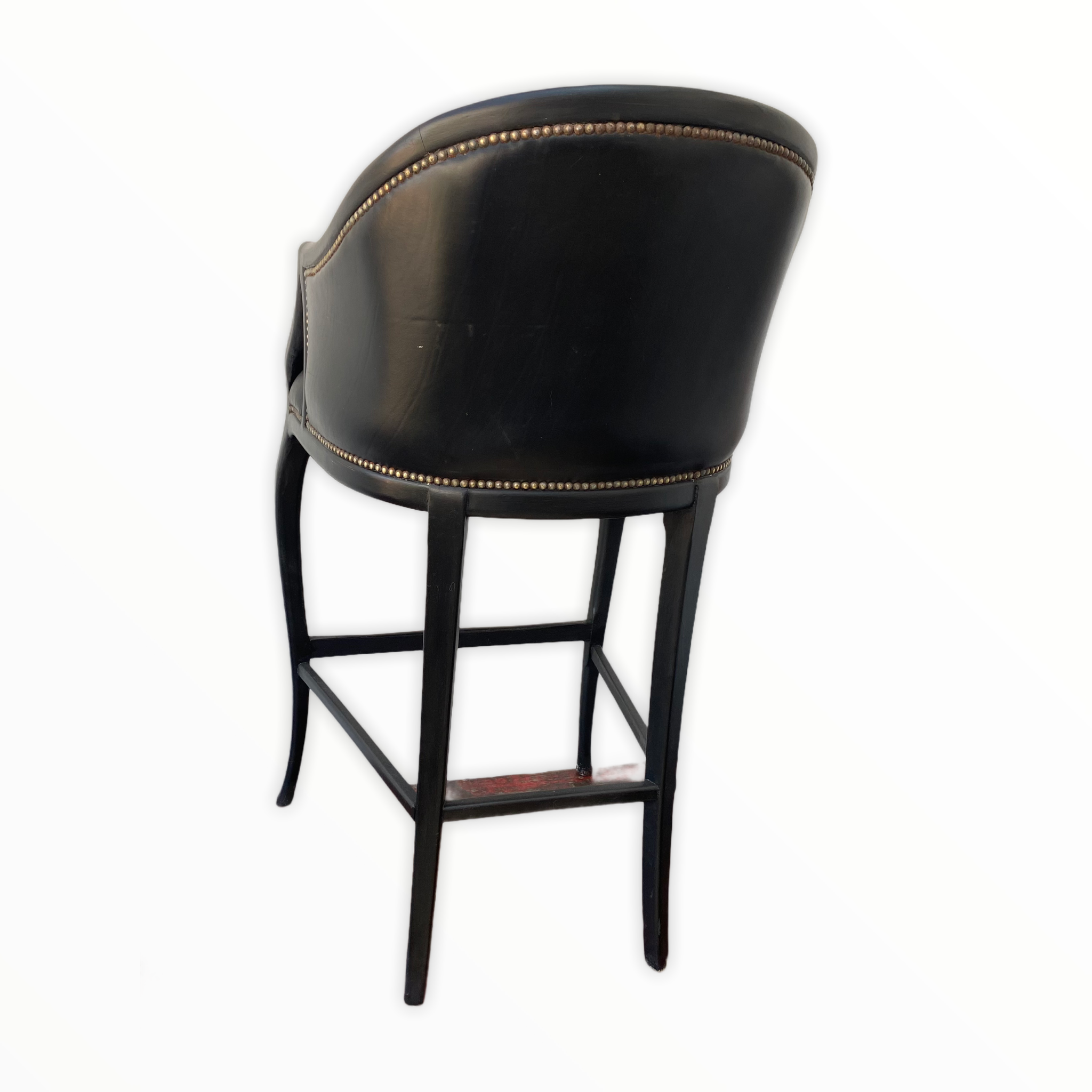 Tall black leather bar chair