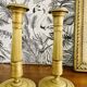 Empire candle holders in golden brass