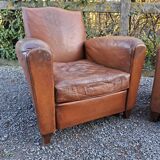 A couple of pairs of genuine restored club armchairs in industrial loft leather.