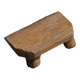Small stool, teak footrest with short cut corners.