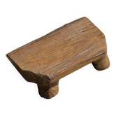 Small stool, teak footrest with short cut corners.