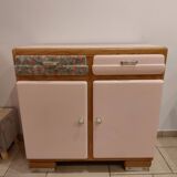 Mado sideboard in wood, marble and copper, restored