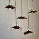 Small wavy flat leaf pendant in teak D:30