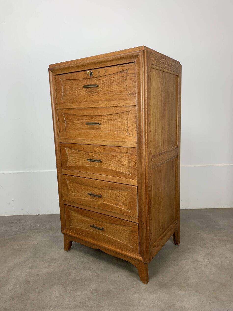 Secrétaire, bureau, commode en chêne, années 50