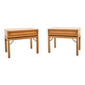 Tables de chevet françaises en racine de bouleau et laiton, années 1930, ensemble de 2.