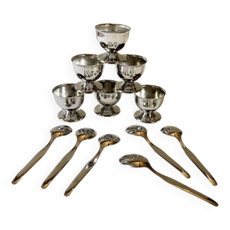 Stainless steel egg cup service by Guy Degrenne